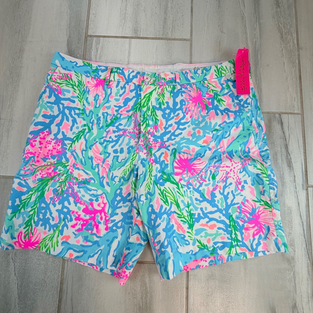 Lilly Pulitzer Mens Beaumont Stretch Shorts 42R Coral Bay Multi 003814 NWT